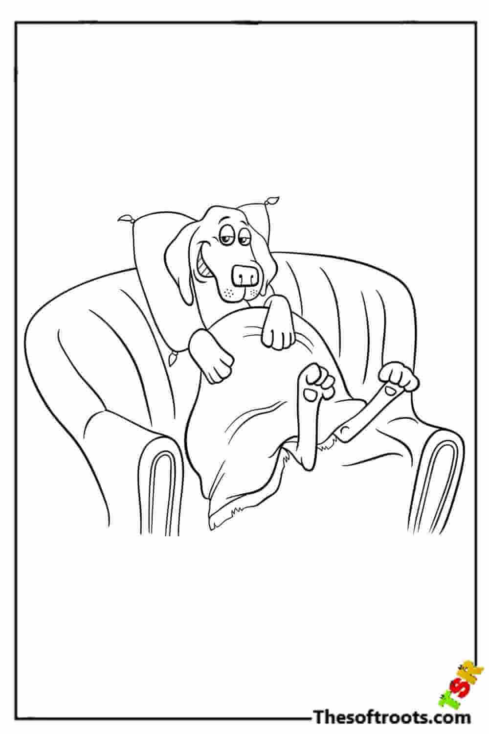 Puppy on the couch coloring pages