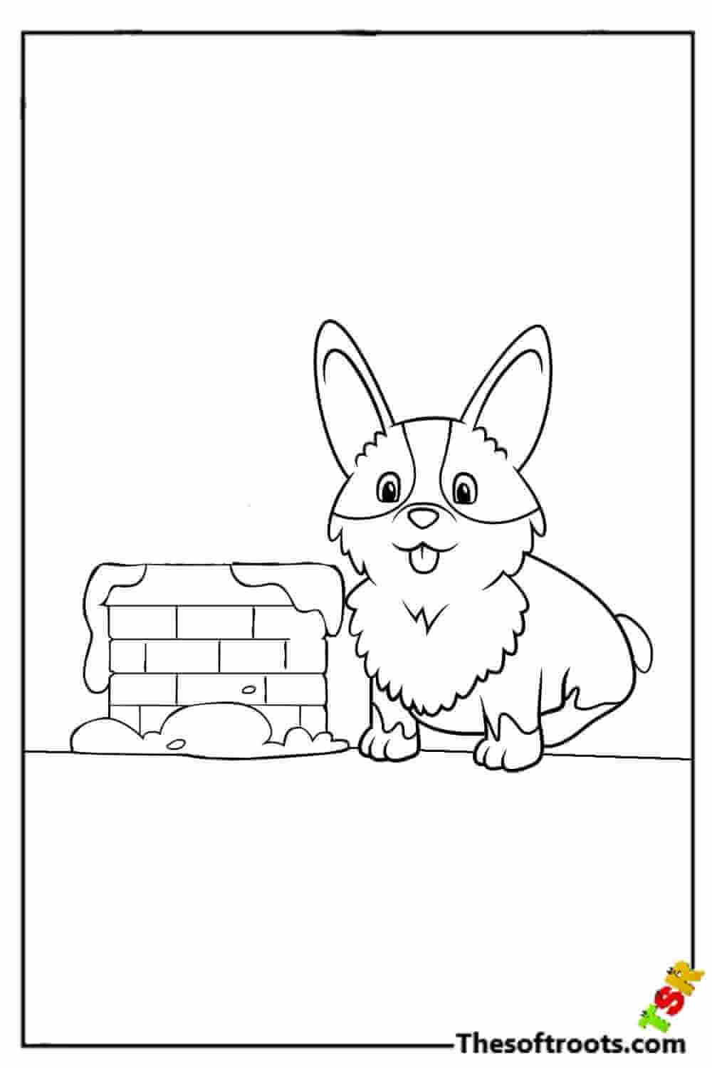 Puppy on the roof coloring pages