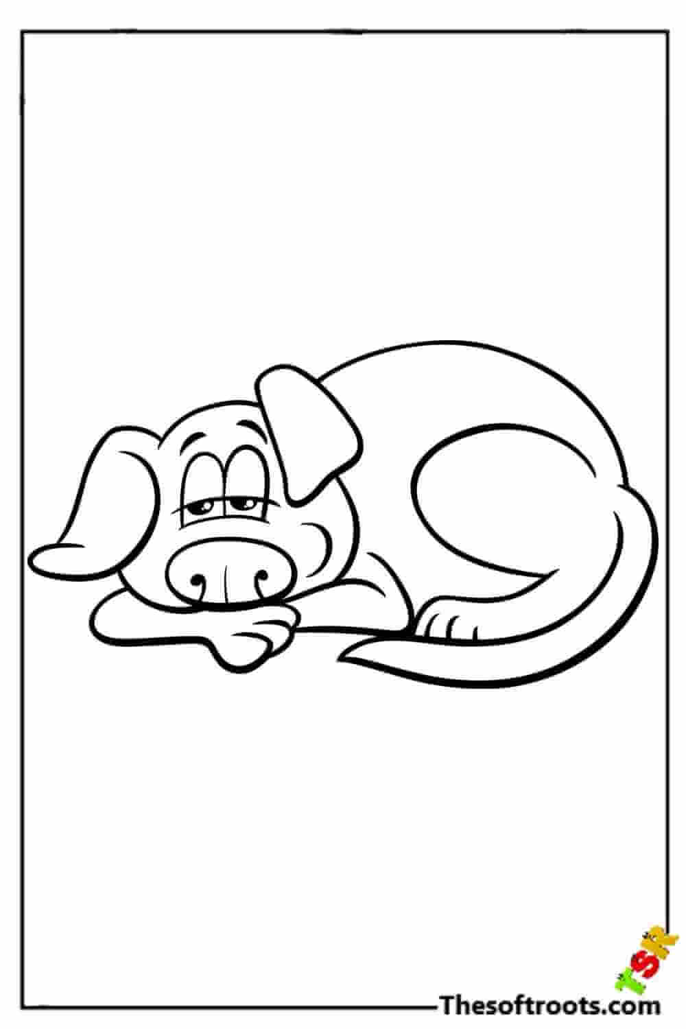 Puppy taking a nap coloring pages