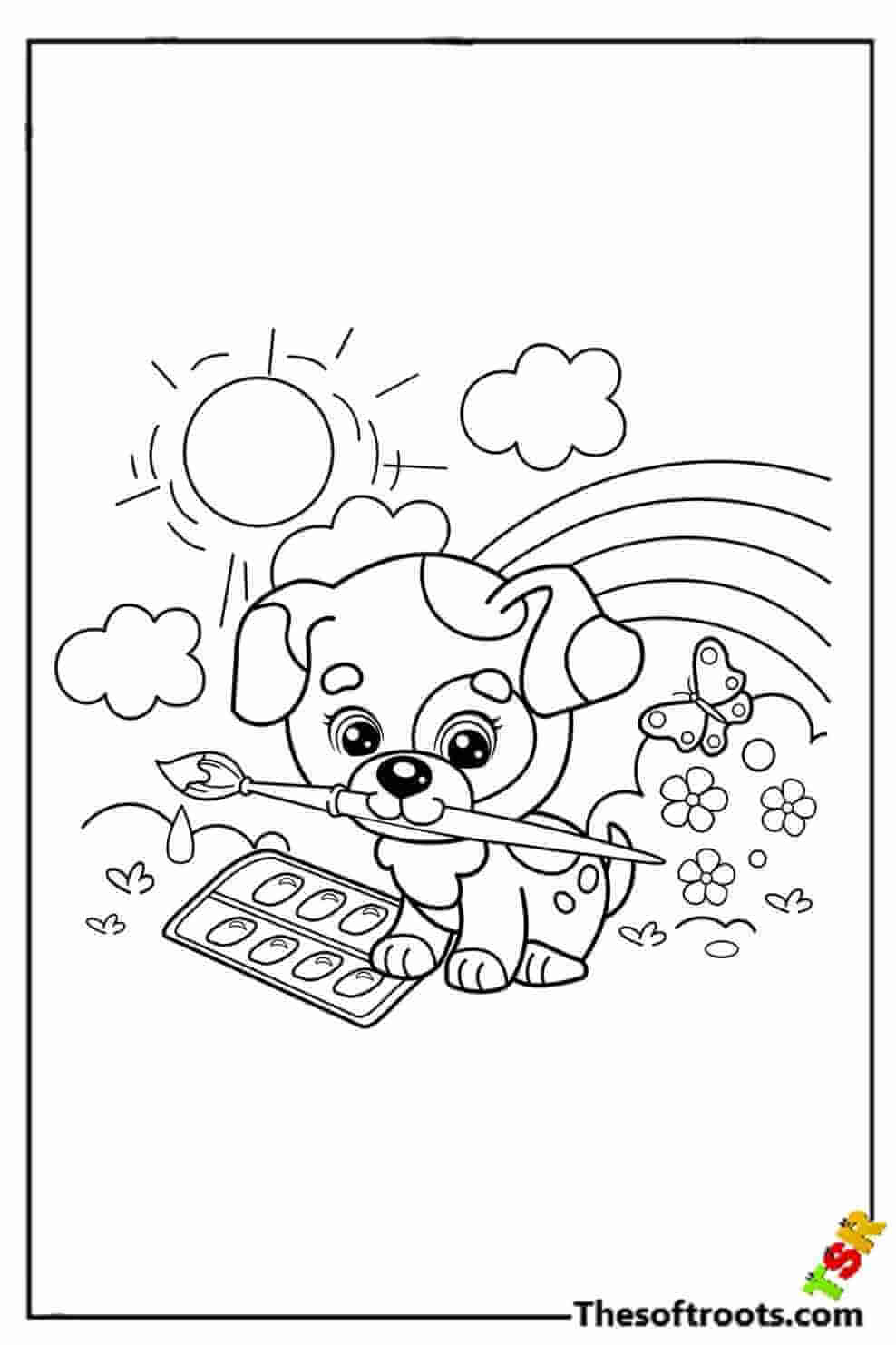 Puppy to color coloring pages