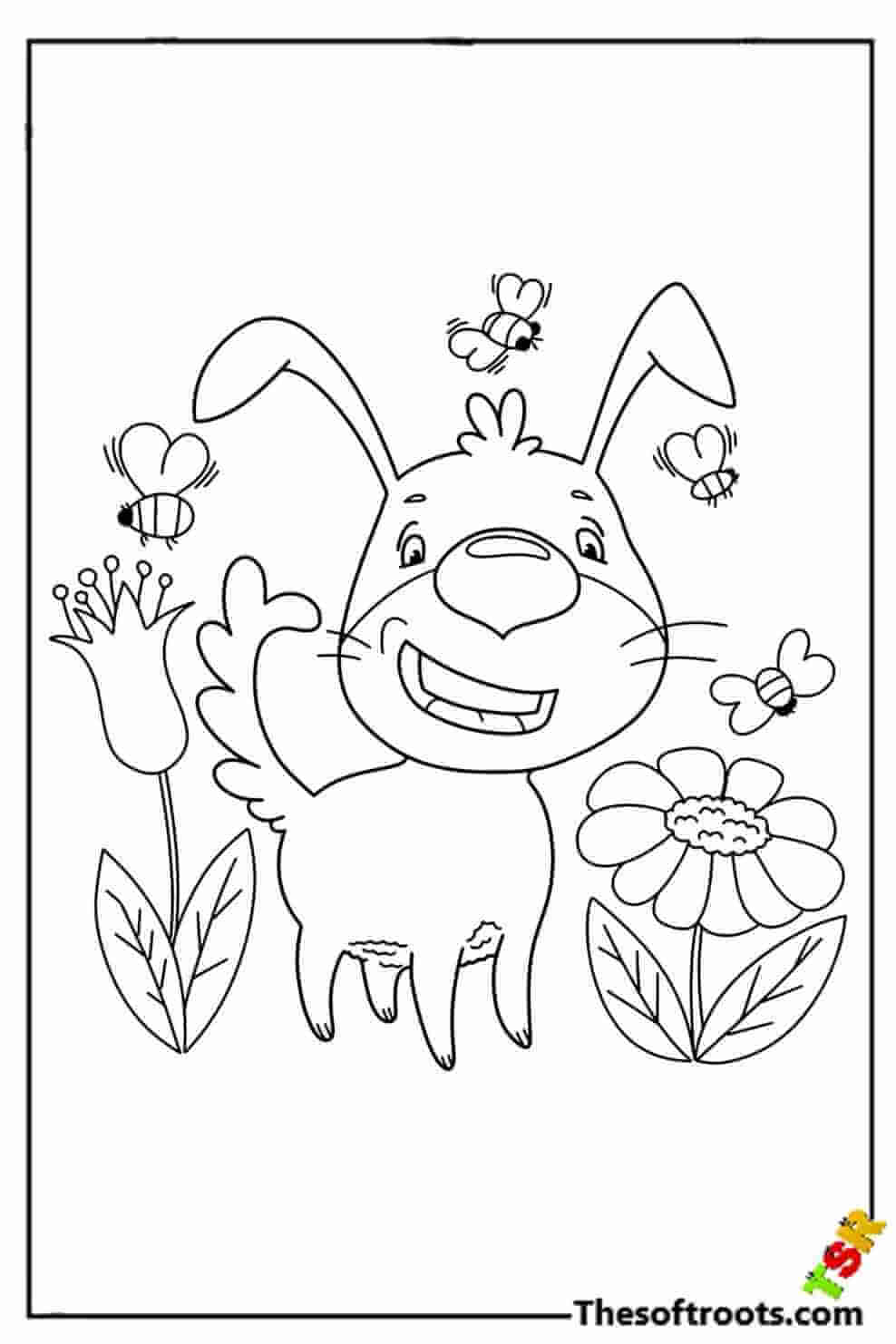 Puppy with flowers coloring pages