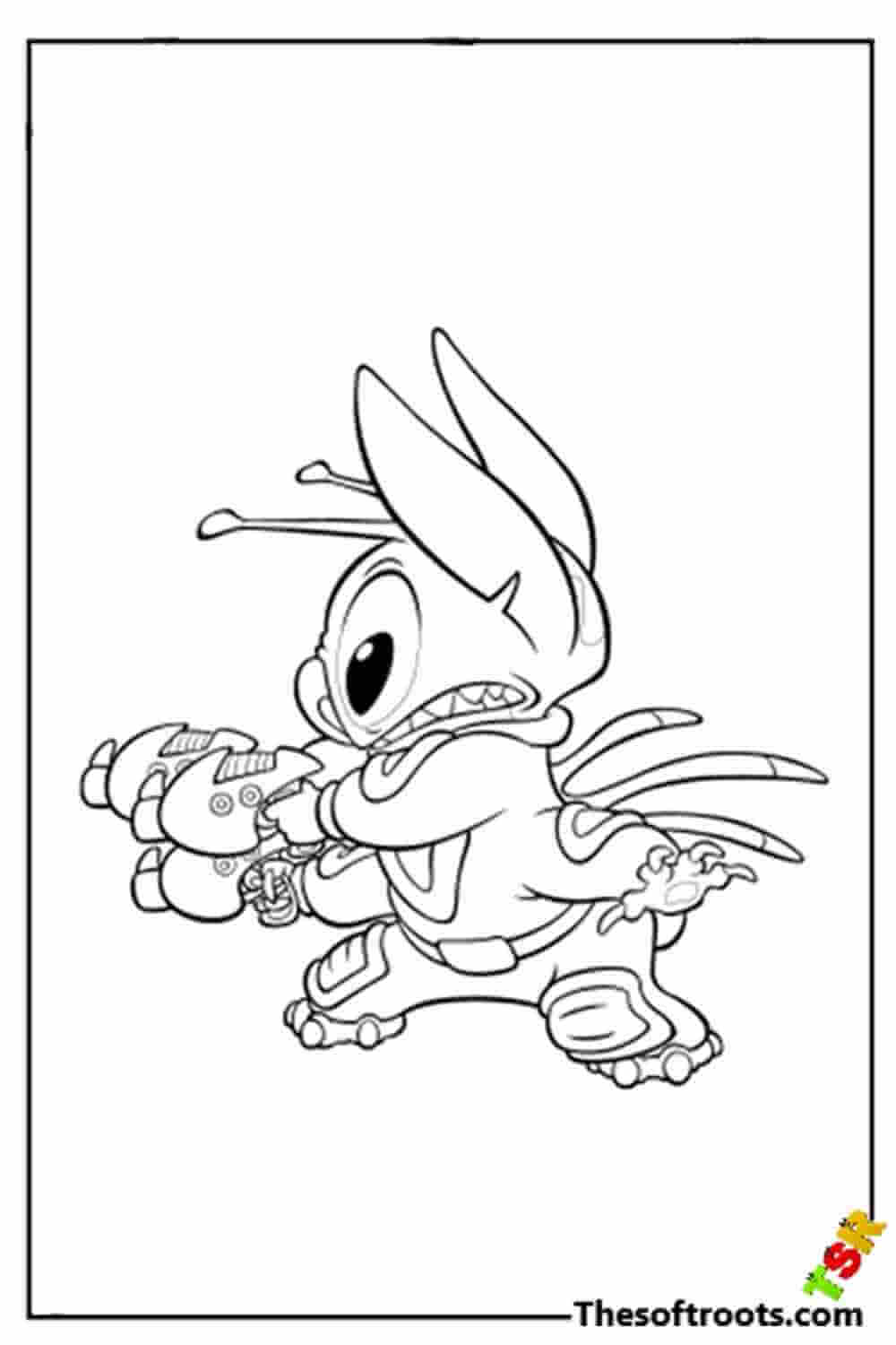 Stitch has a Weapon coloring pages