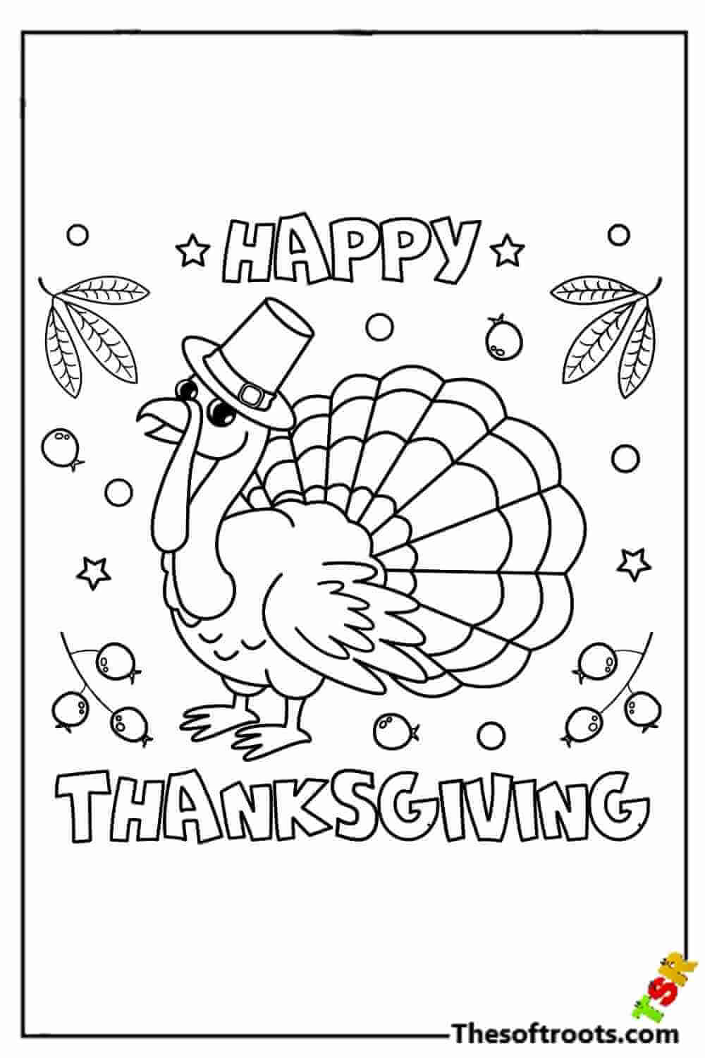 Turkey in leaves coloring pages