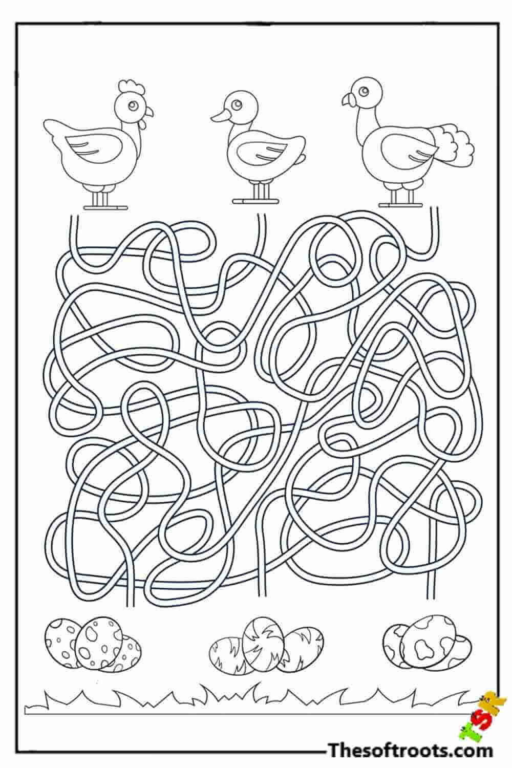Turkey maze coloring pages