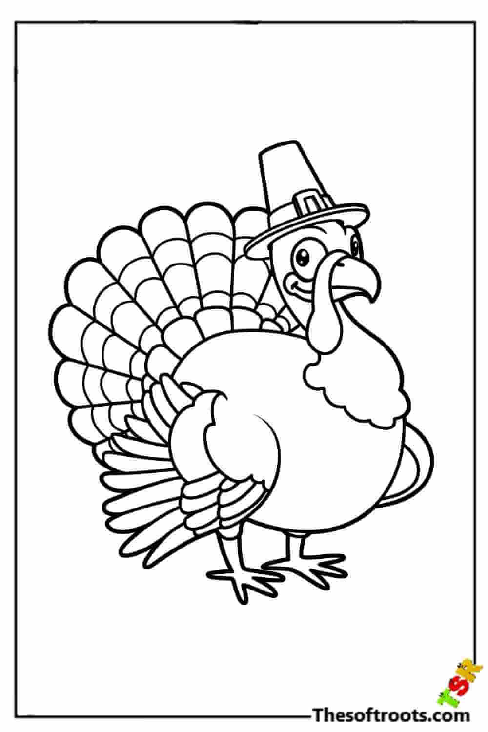 Turkey wearing hat coloring pages