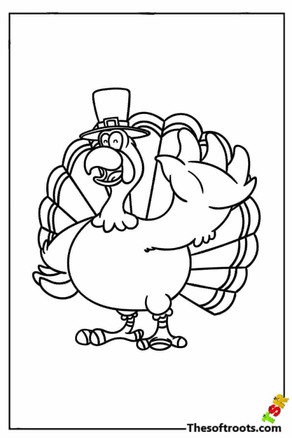 Turkey with cap coloring pages