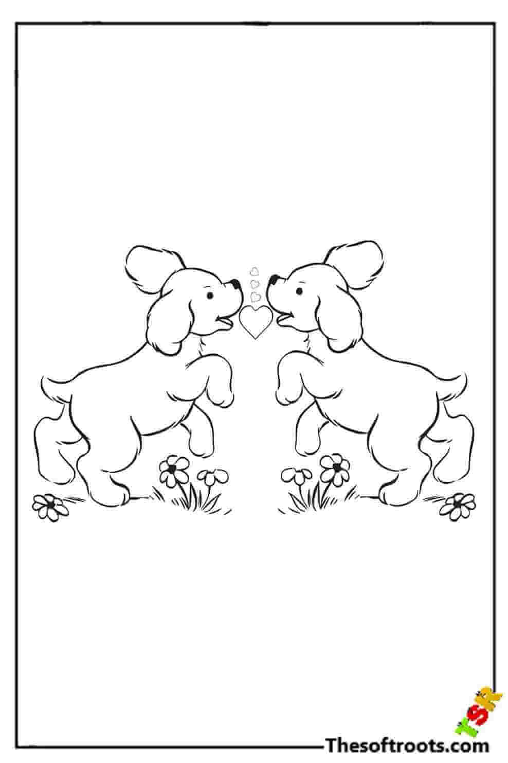 Two lovely puppies coloring pages