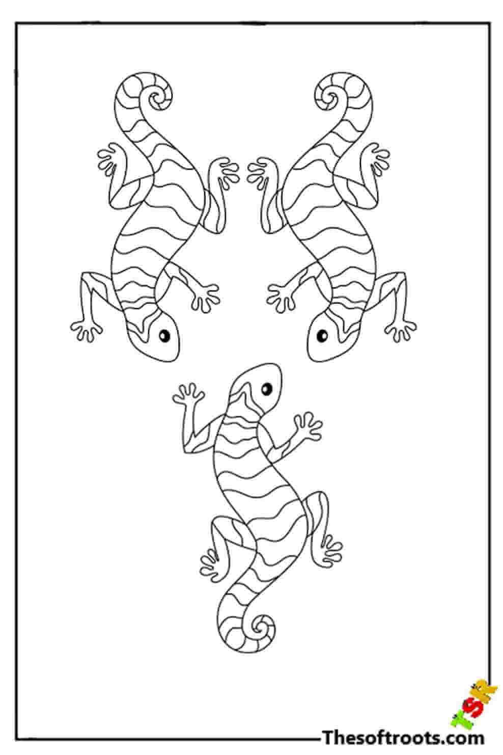 3 lizards coloring pages