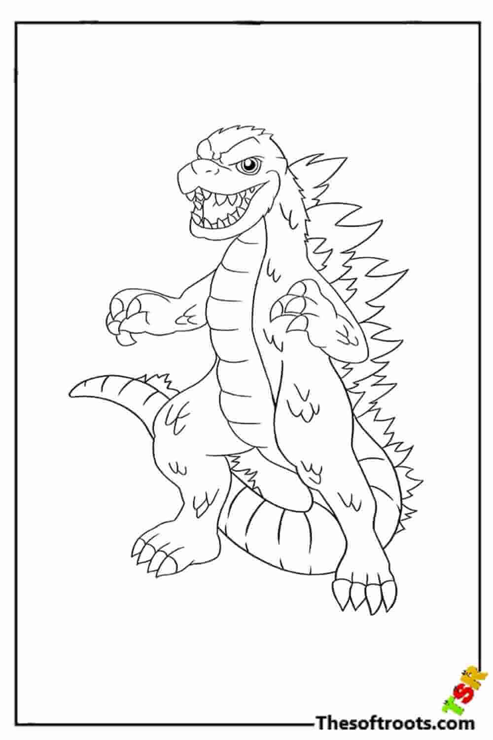 Cartoon Godzilla coloring pages