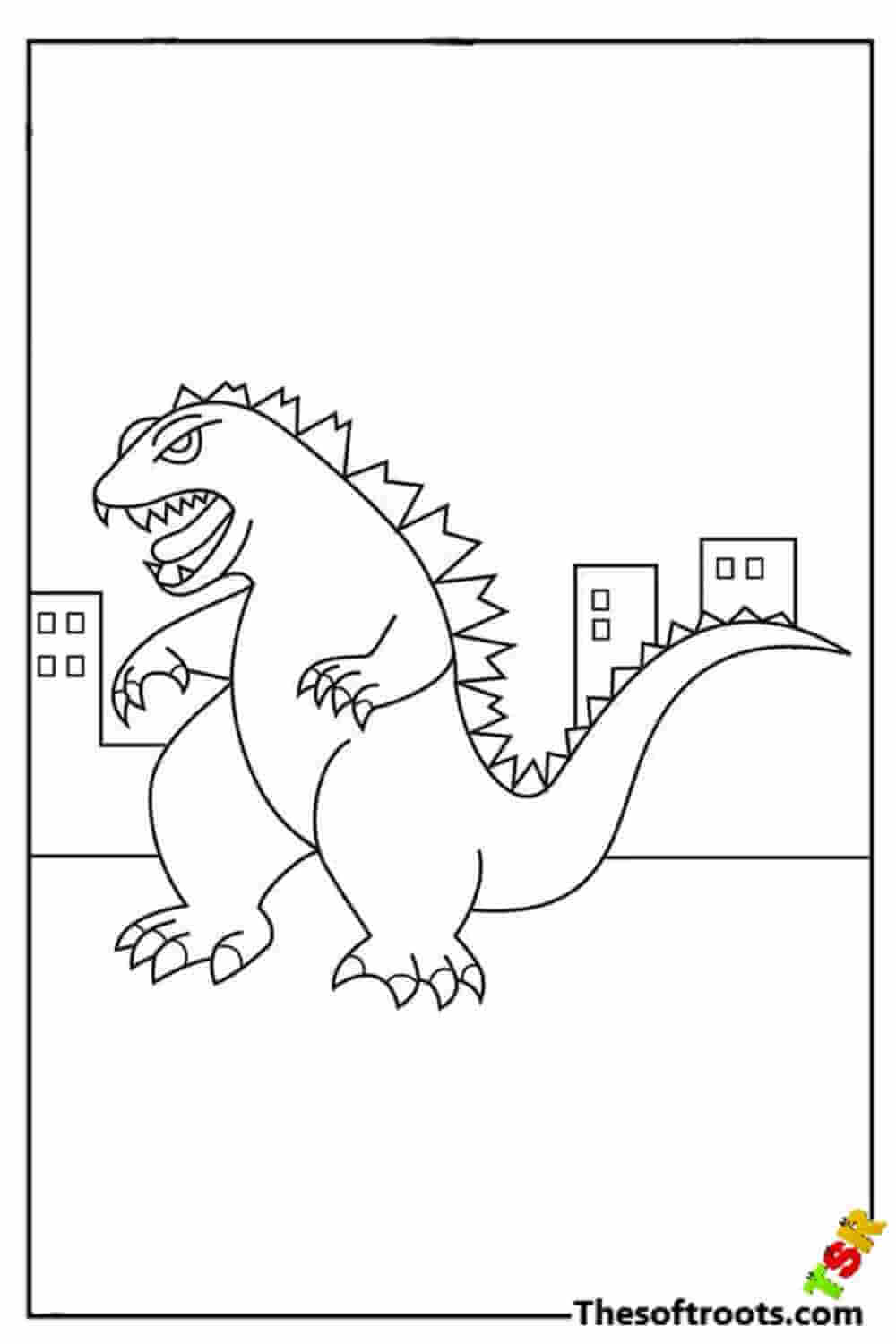 Easy cute Godzilla coloring pages