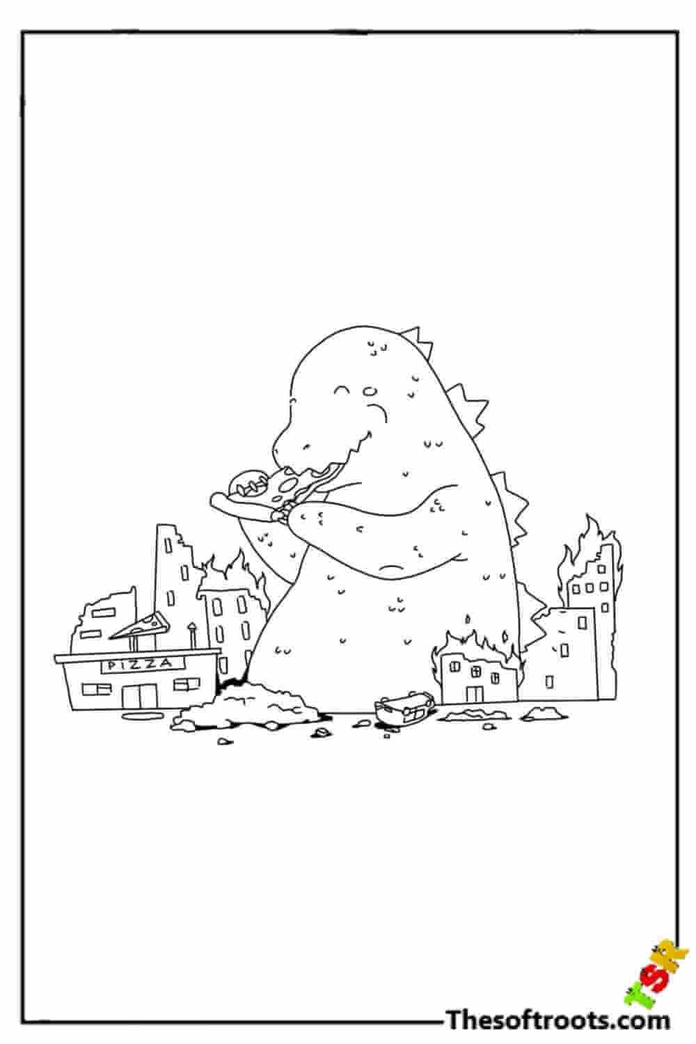 Fat Godzilla coloring pages