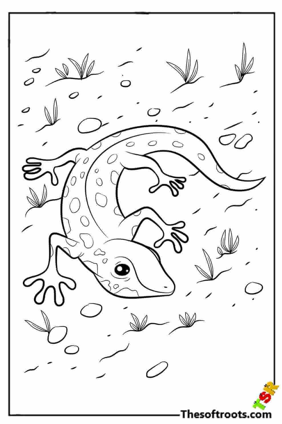Lizard on a sunny day coloring pages