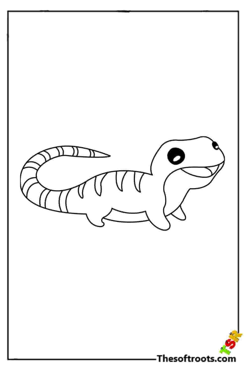Lizard with a square design coloring pages