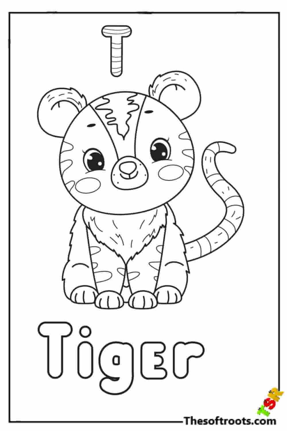 T for Tiger coloring pages