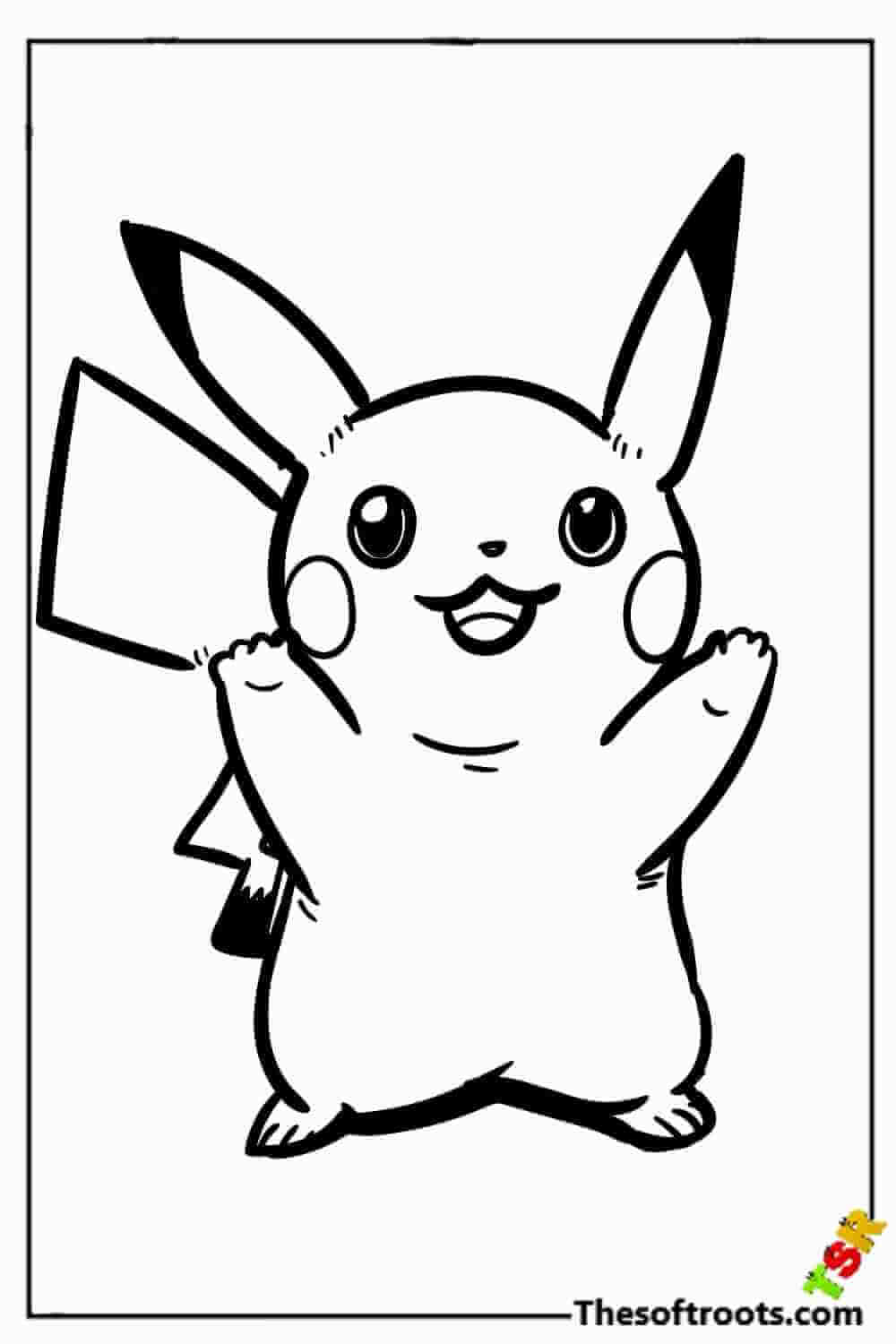 Black and white Pikachu coloring pages