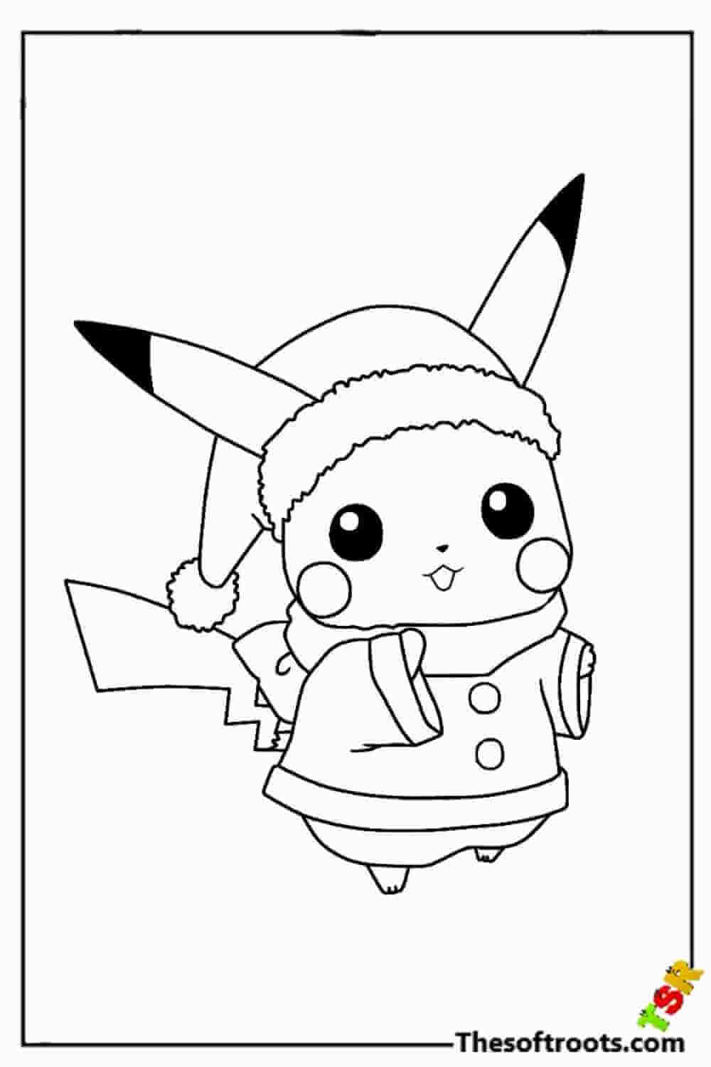 Christmas Pikachu coloring pages