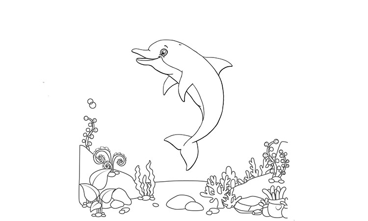 Dolphin jump coloring pages