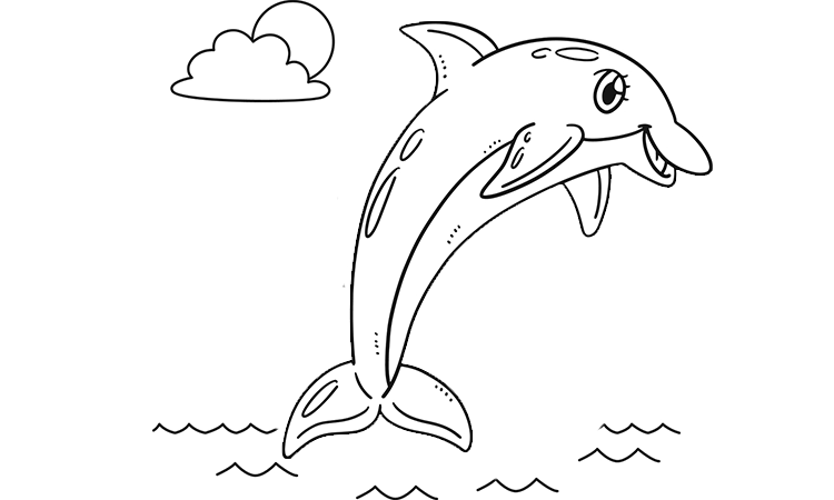 Dolphin jumping from the water coloring pages