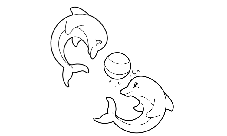 Dolphin with the ball coloring pages