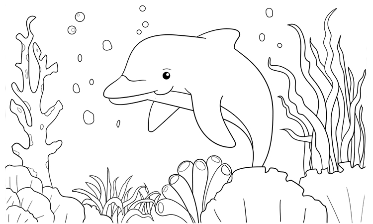 Dolphins in the sea coloring pages