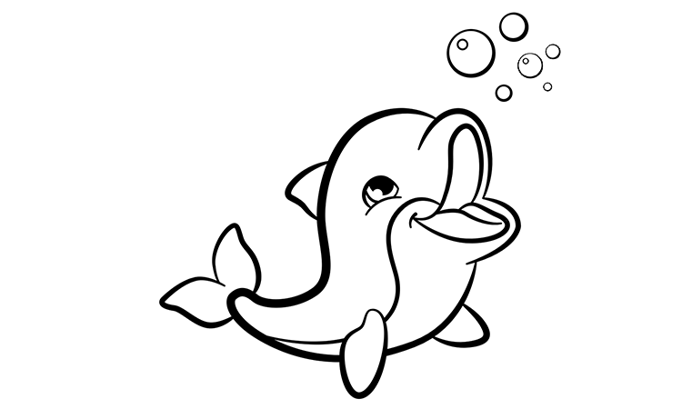 Funny dolphin coloring pages