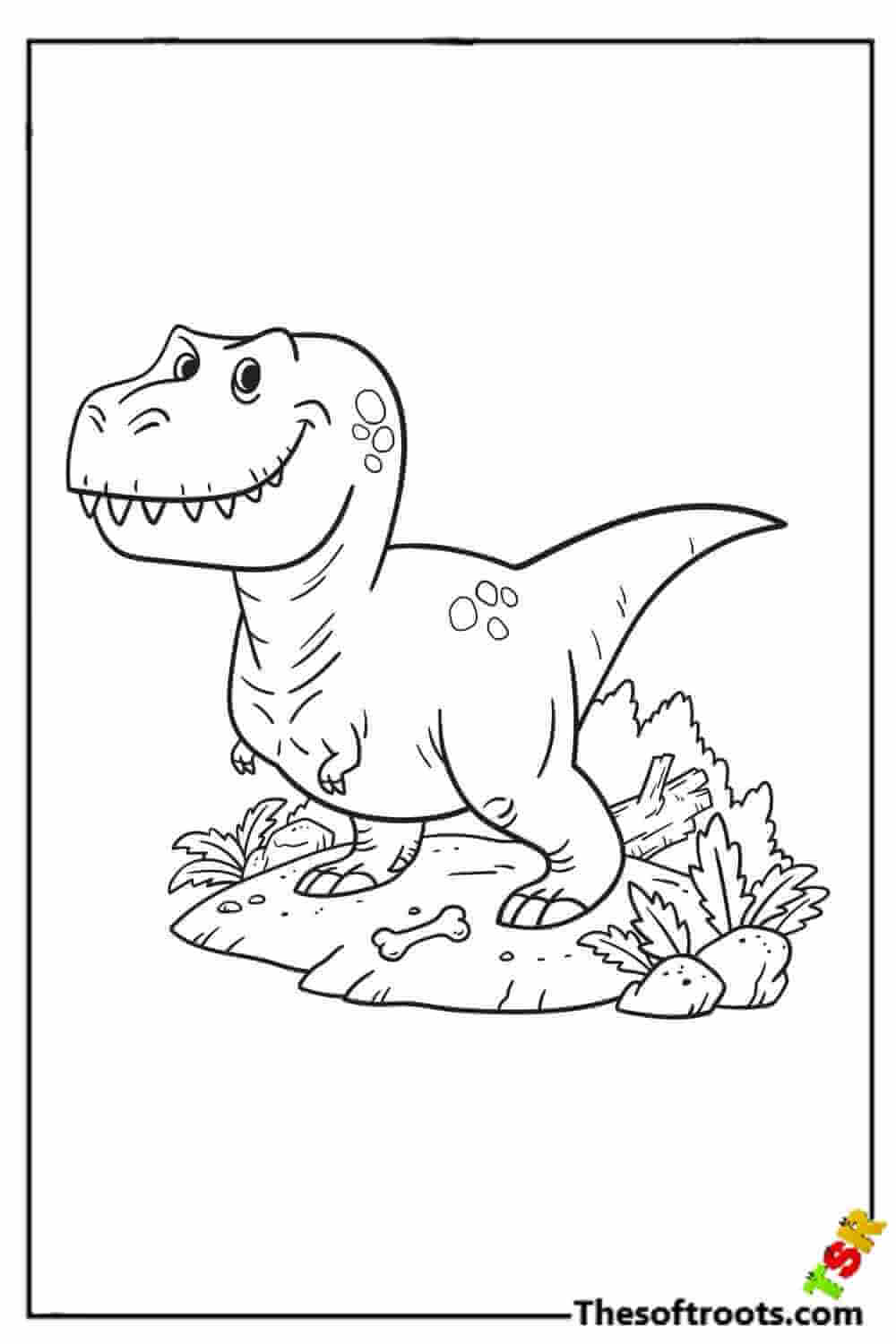 Happy T-Rex coloring pages