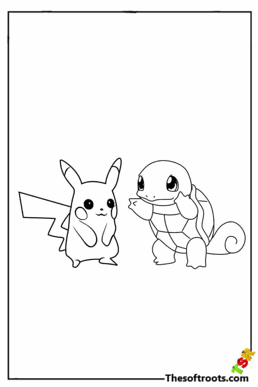 Pikachu and Squirtle coloring pages