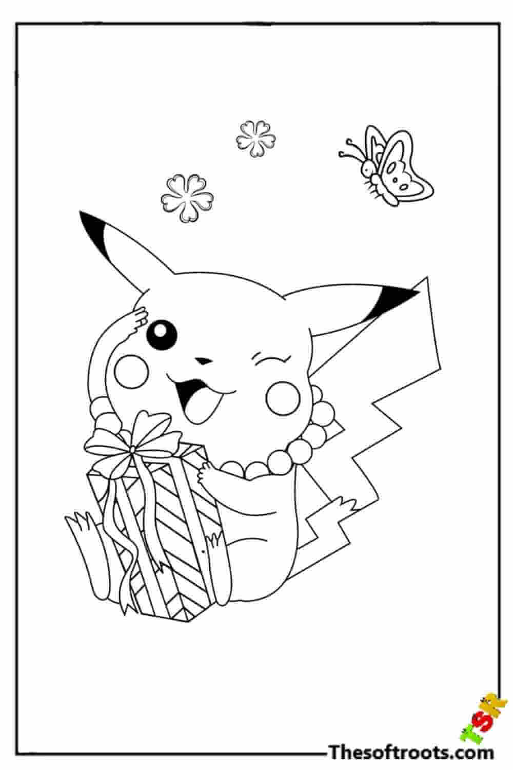 Pikachu celebrating coloring pages