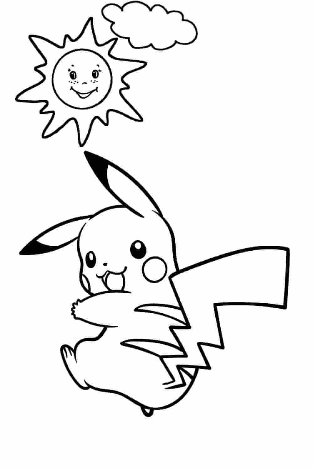 Pikachu in the sky coloring pages