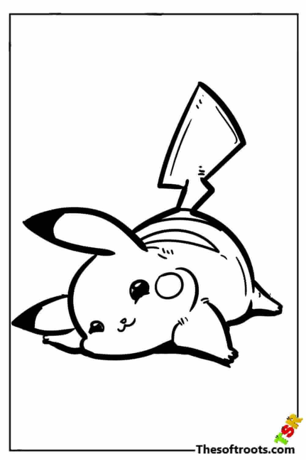 Pikachu is chilling coloring pages