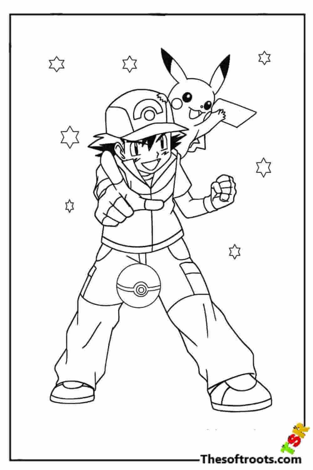 Pokémon ash Pikach coloring pages