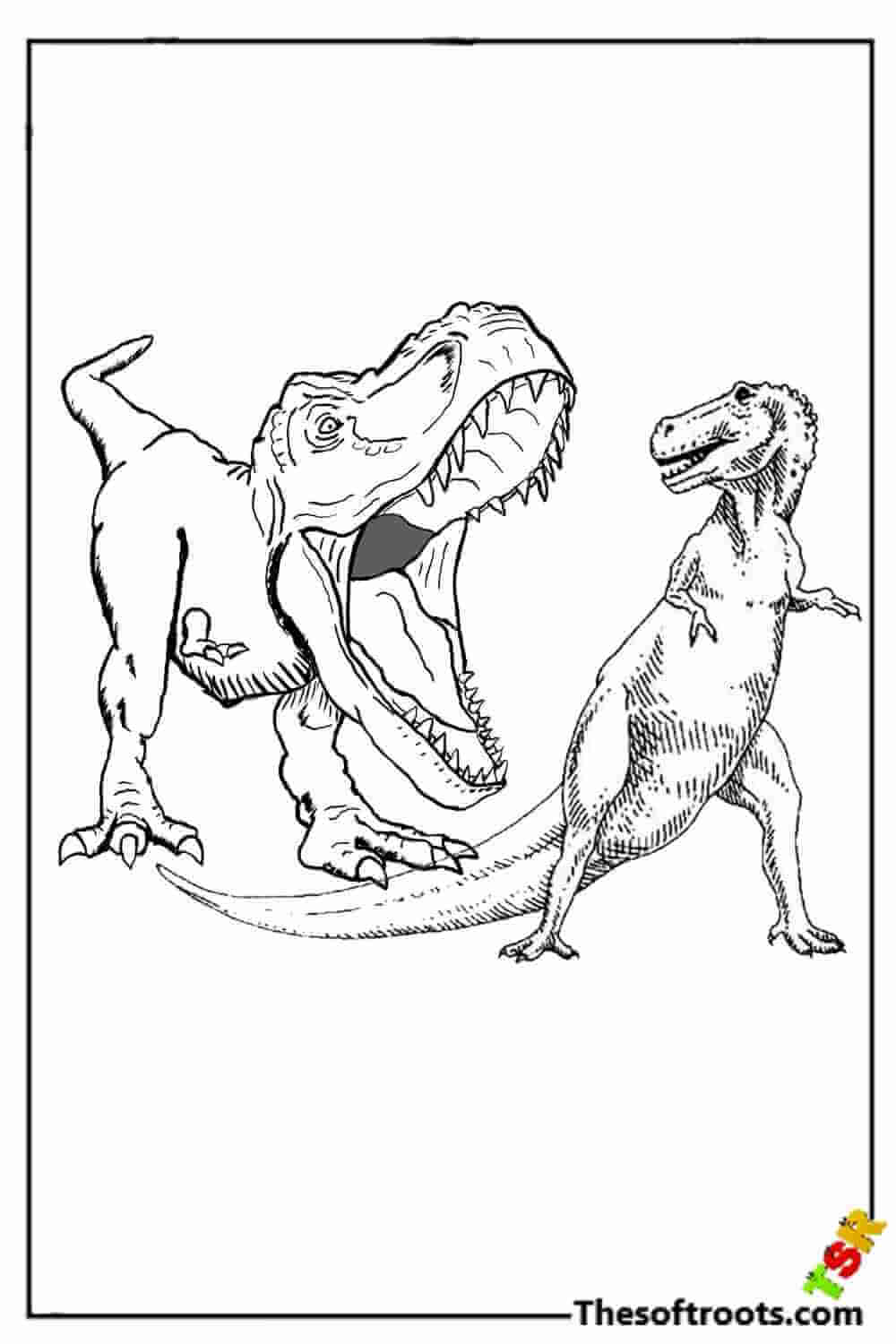 T-Rex and Trachodon coloring pages