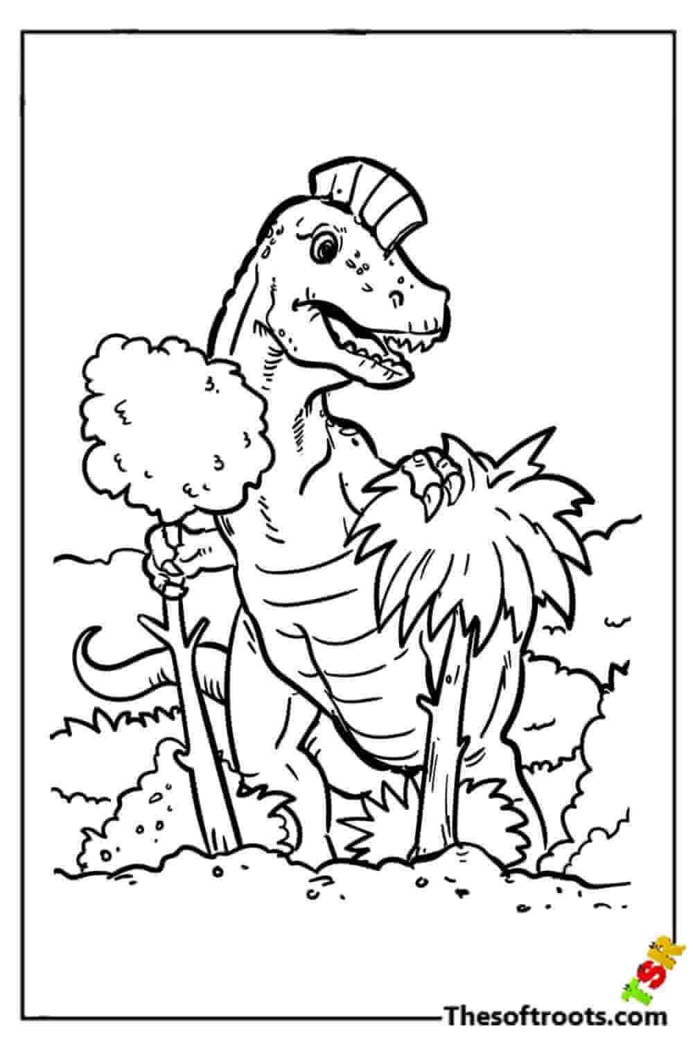 T-Rex holds tree coloring pages