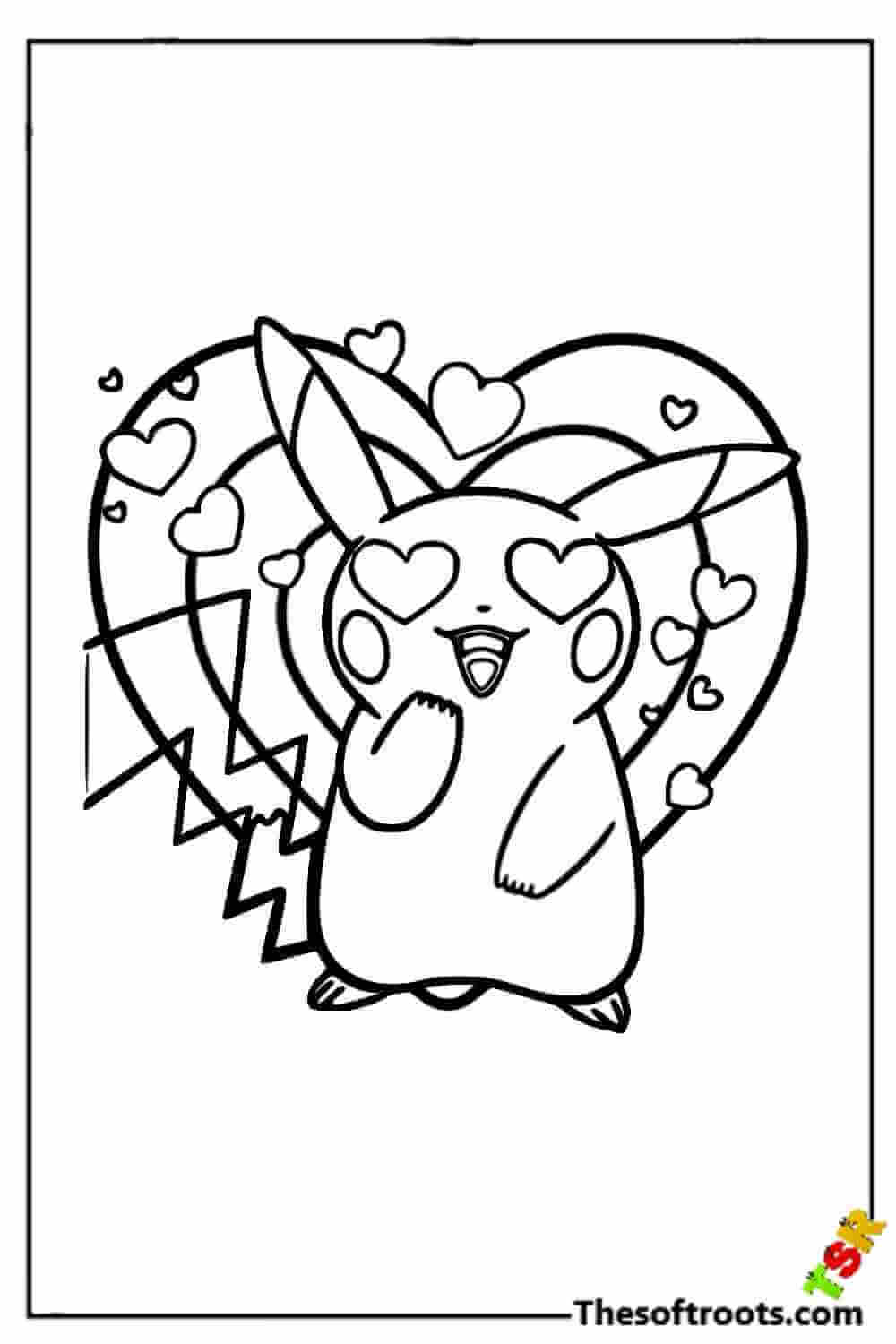 Valentine Pikachu coloring pages