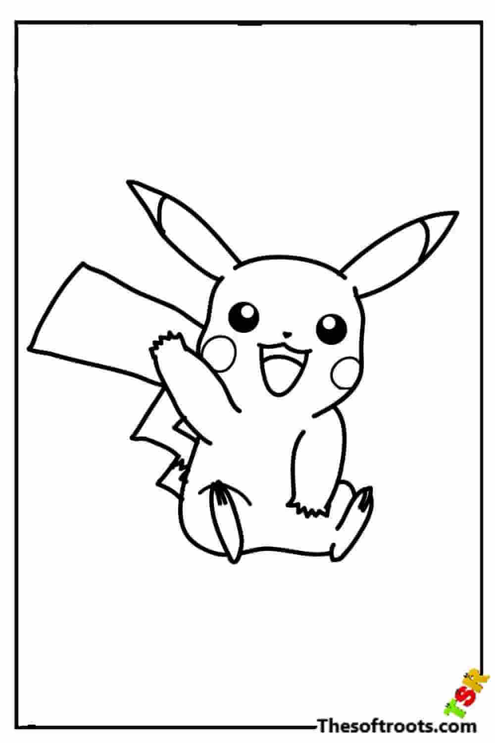 Waving Pikachu coloring pages
