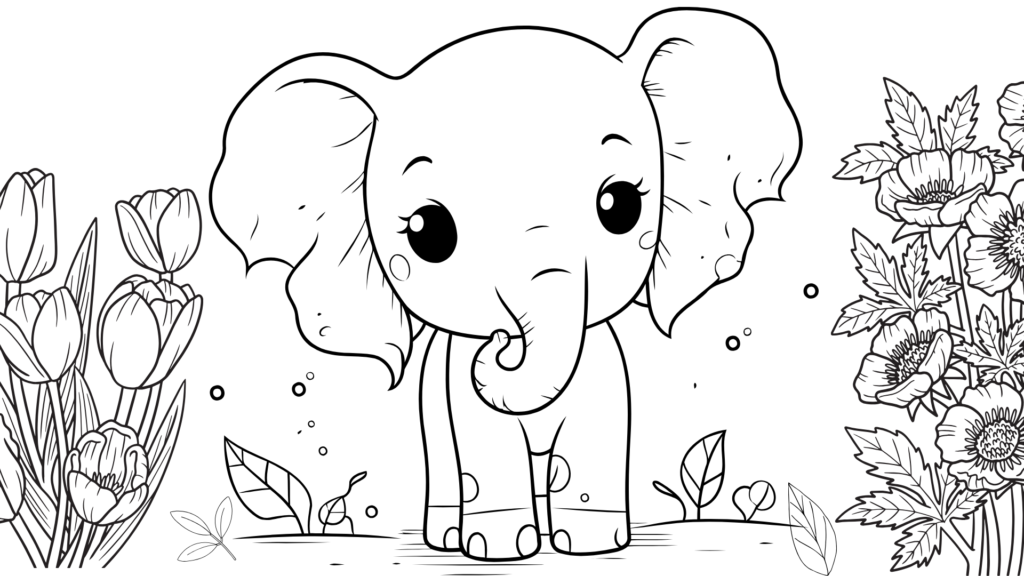 Jungle elephant coloring