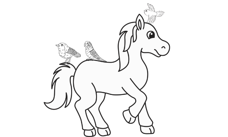Horse and a bird coloring pages