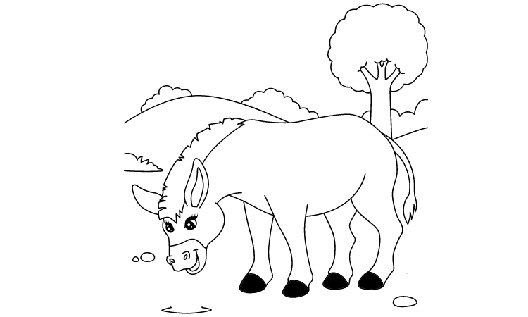 Horse drinking water coloring pages