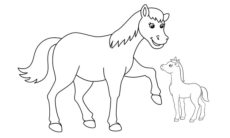 Newborn foal coloring pages