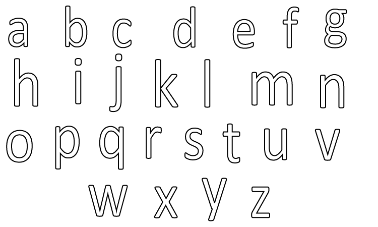 The lower-case Alphabet letters
