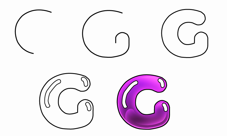 Bubble Letter G Step by Step