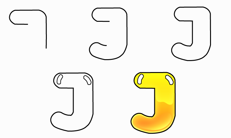bubble letter j drawing step by step