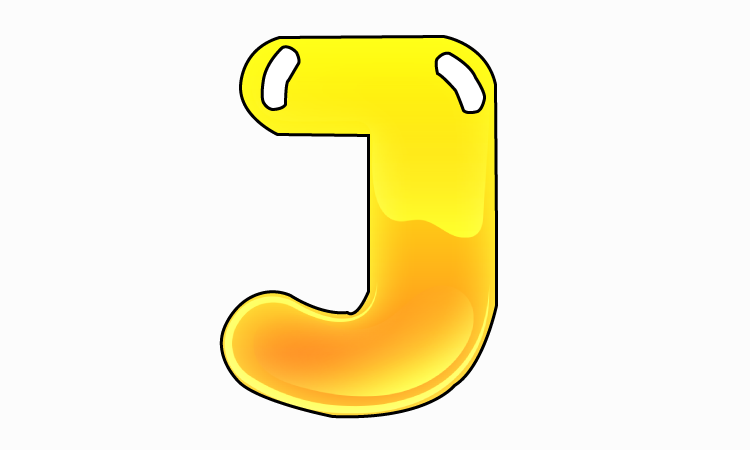 Draw a bubble letter j Step by step