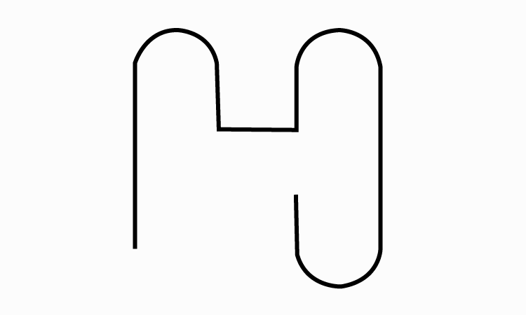 bubble letter h drawing step 2