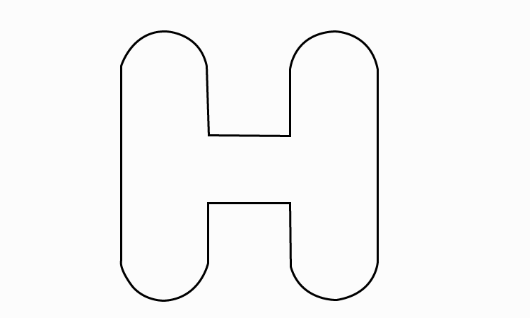 bubble letter h drawing Step 3