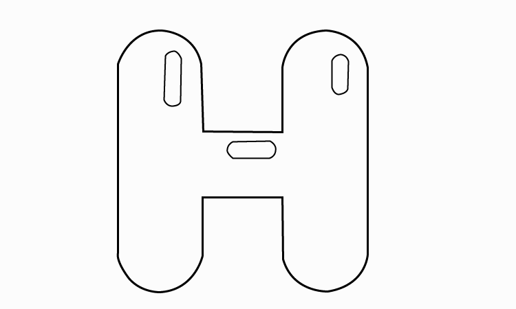 bubble letter h drawing step 4