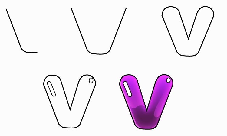 Bubble Letter V: Draw Your Own Bubble V In 5 Easy Steps