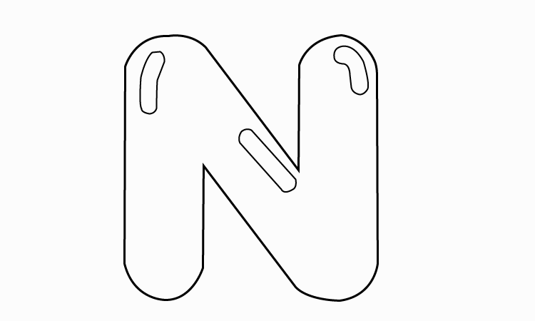 How to Draw Bubble Writing Real Easy - Letter N